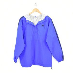 Adidas Men's Athletic Hooded Pullover Windbreaker Rain Jacket Size M Nylon Blue